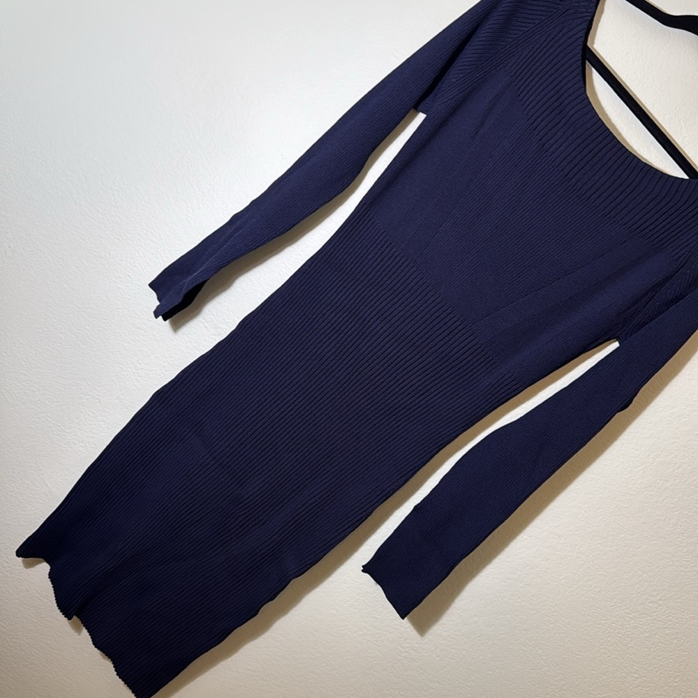 Jason Wu navy knit Elegant Navy Off-Shoulder sweater Dress XL - Picture 5 of 9